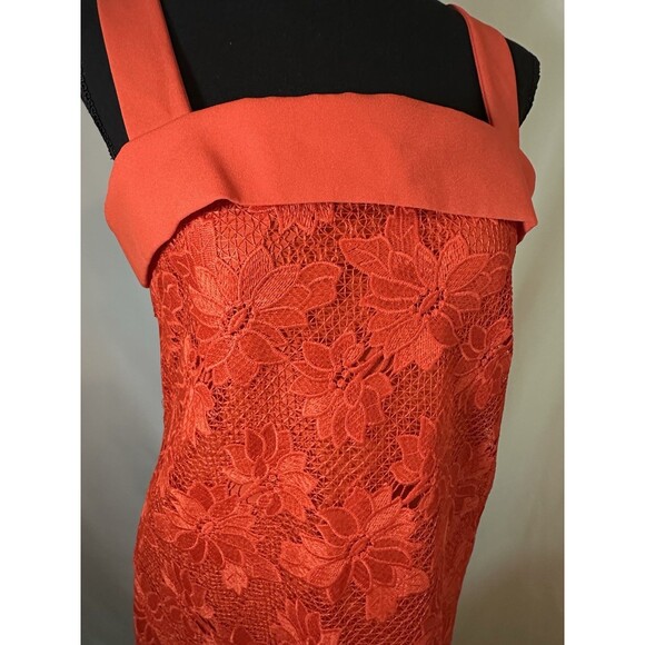 Banana Republic Lace Shift Dress‎ Giant Bow Back Orange Red Women's SIZE 6 - Picture 3 of 15